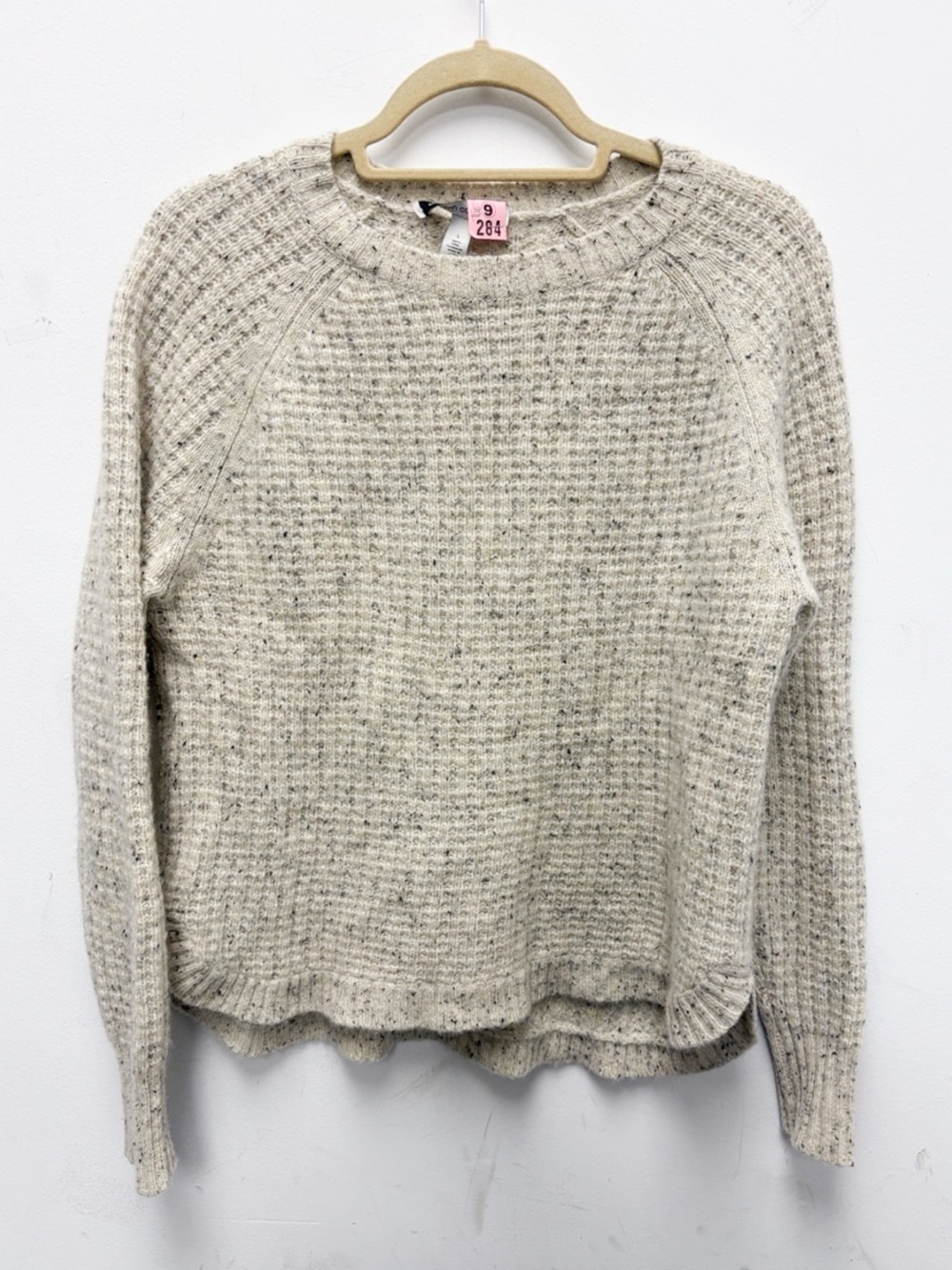 Autumn Cashmere Neutral Cream Textured Crewneck Sweater